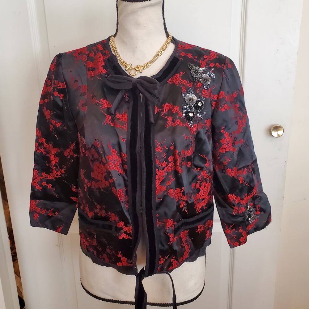 Marc Jacobs Cherry Blossom Brocade Cropped Jacket Top Sz 2 NWT